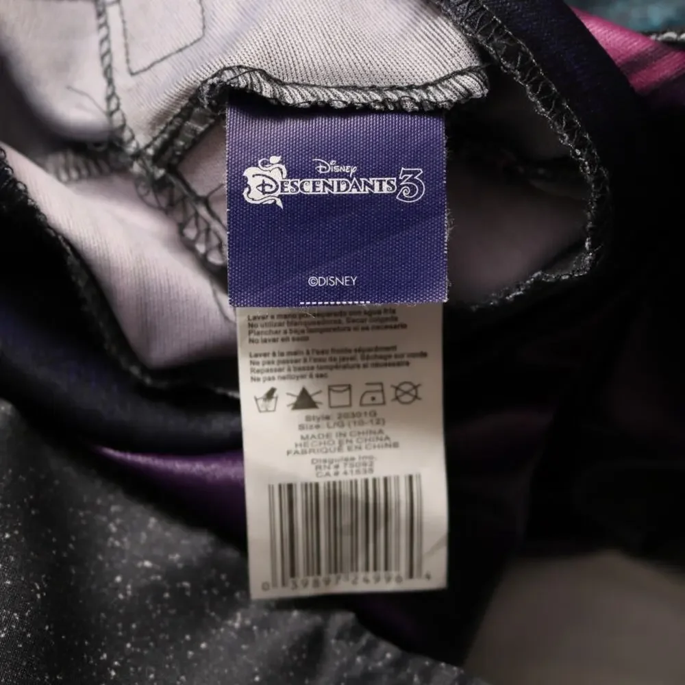 Disney Descendants 3 Mal Girls Costume Purple Jumpsuit Kids Size L 10/12